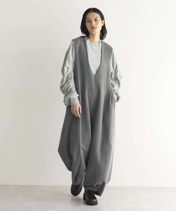 GARAGE OF GOOD CLOTHING「グレーVネックバレルオールインワン」|オールインワン|