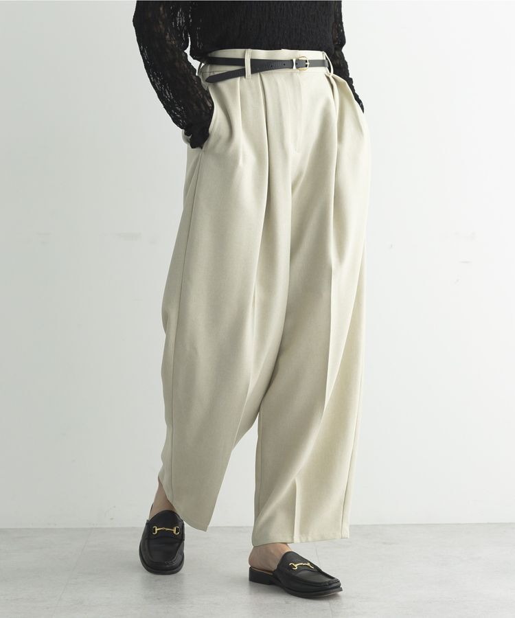 GARAGE OF GOOD CLOTHING「【日本製】無地BOXタックテーパードパンツ」|その他|Light beige