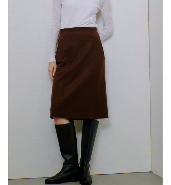 allureville「ハードメルトンスムースミディスカート」|タイト|