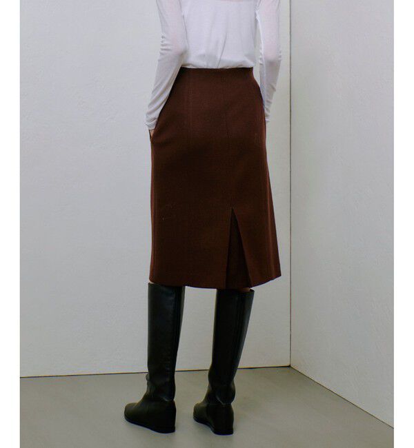 allureville「ハードメルトンスムースミディスカート」|タイト|