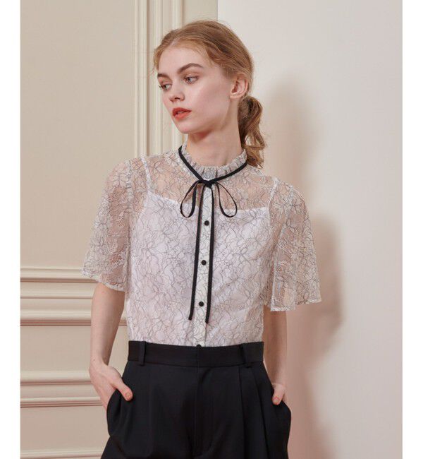 LOULOU WILLOUGHBY「【LOULOU WILLOUGHBY】レースリボンフレアスリーブブラウス」|シャツ・ブラウス|