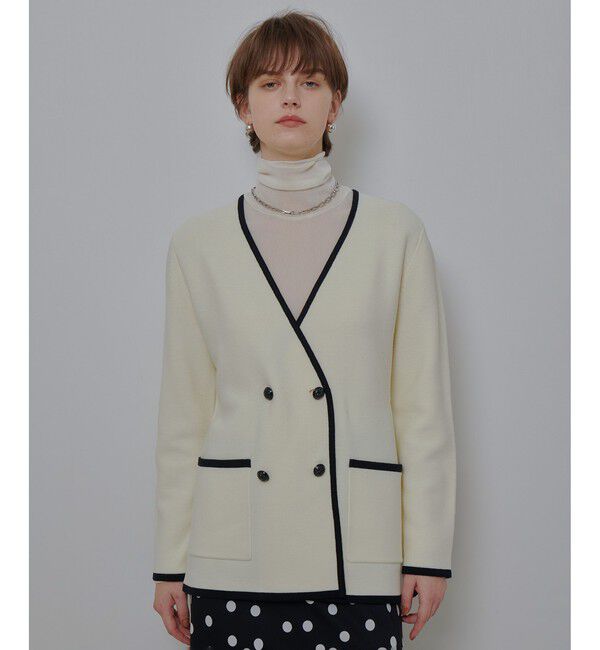 allureville「ガーターノーカラーニットジャケット」|カーディガン|