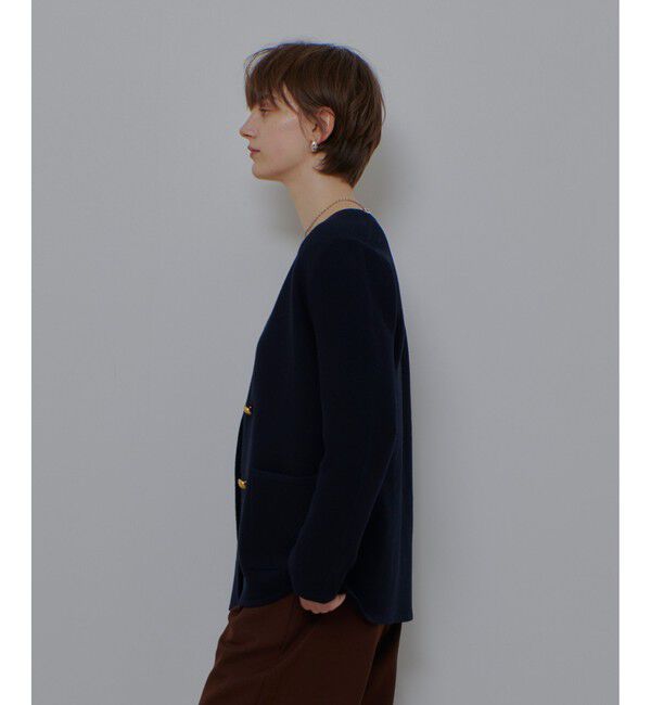 allureville「ガーターノーカラーニットジャケット」|カーディガン|