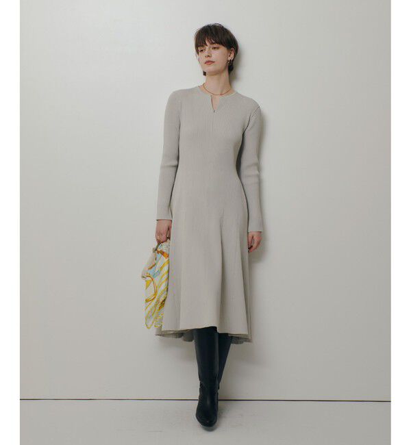 allureville「コンシールフロントマチフレアリブワンピース」|ワンピース|