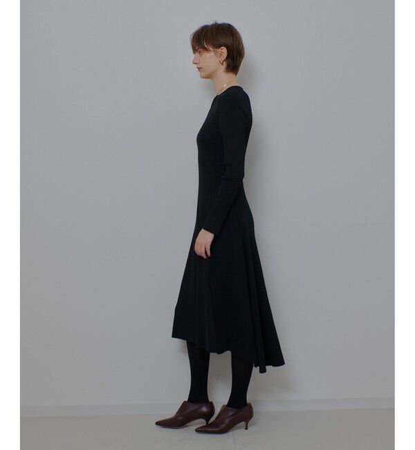 allureville「コンシールフロントマチフレアリブワンピース」|ワンピース|