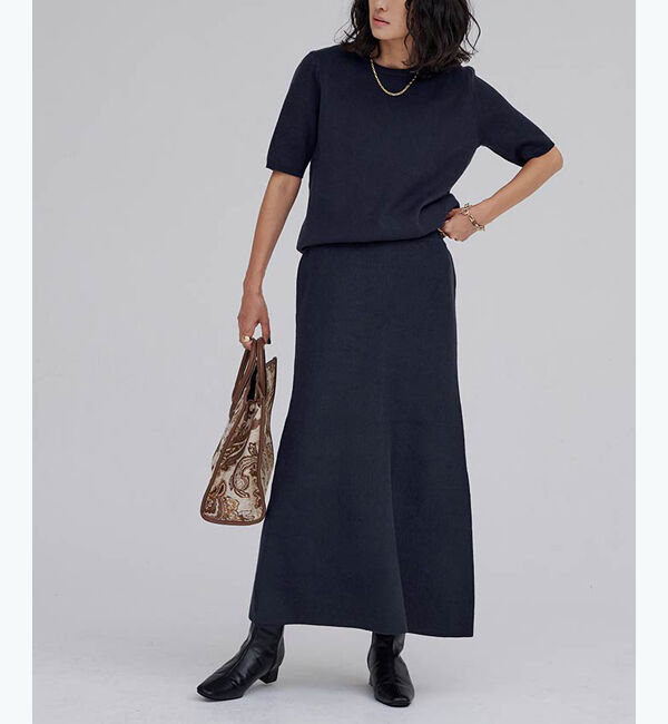 ur's「ミラノリブマーメイドニットスカート」|スカート|ネイビー