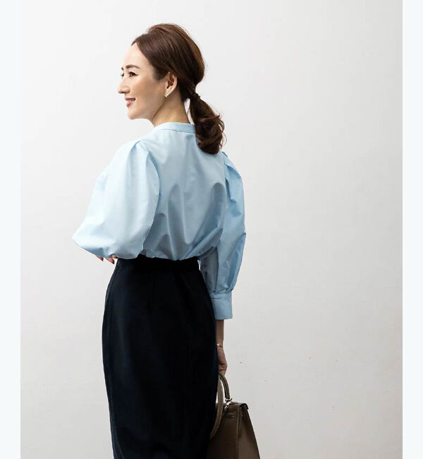 ur's「【星玲奈さんコラボアイテム】バンドカラーパフスリーブブラウス」|シャツ・ブラウス|
