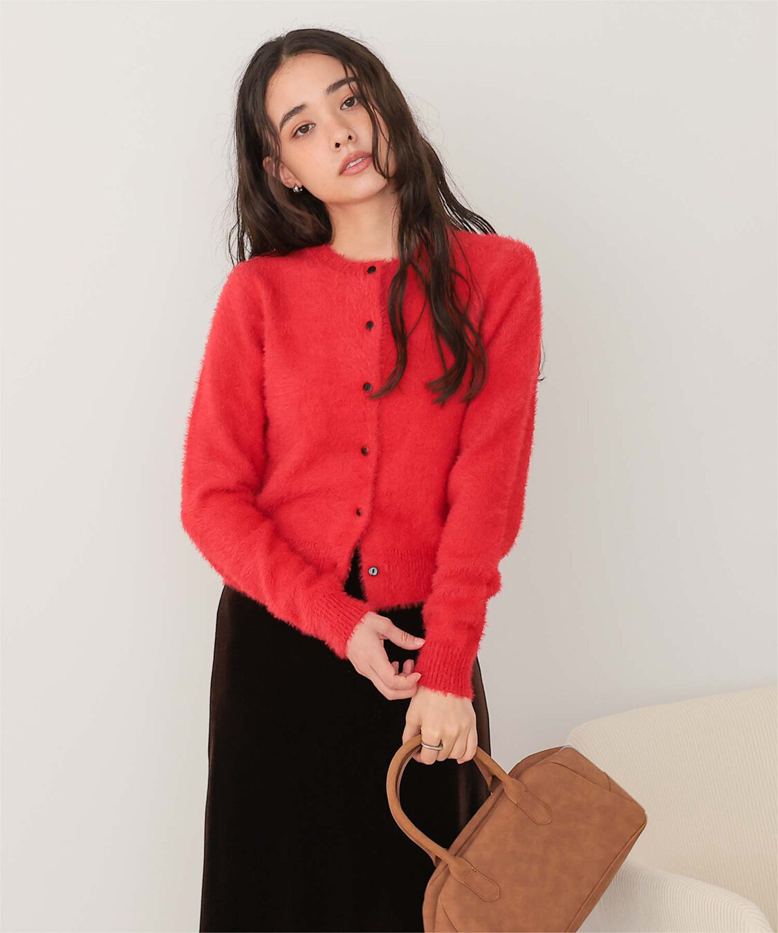 titivate「クルーネックミニシャギーニットカーディガン」|ニット・セーター|