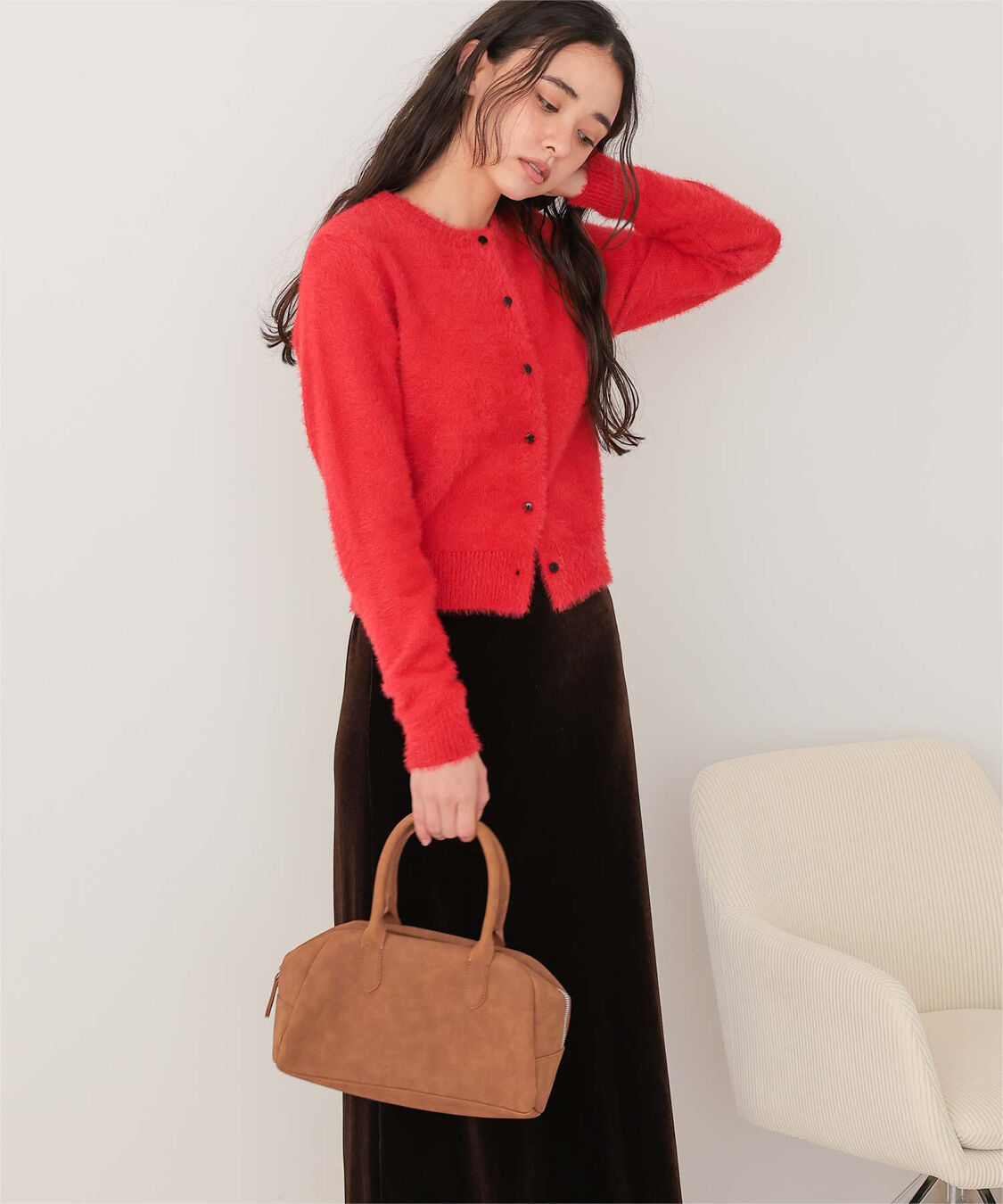 titivate「クルーネックミニシャギーニットカーディガン」|ニット・セーター|