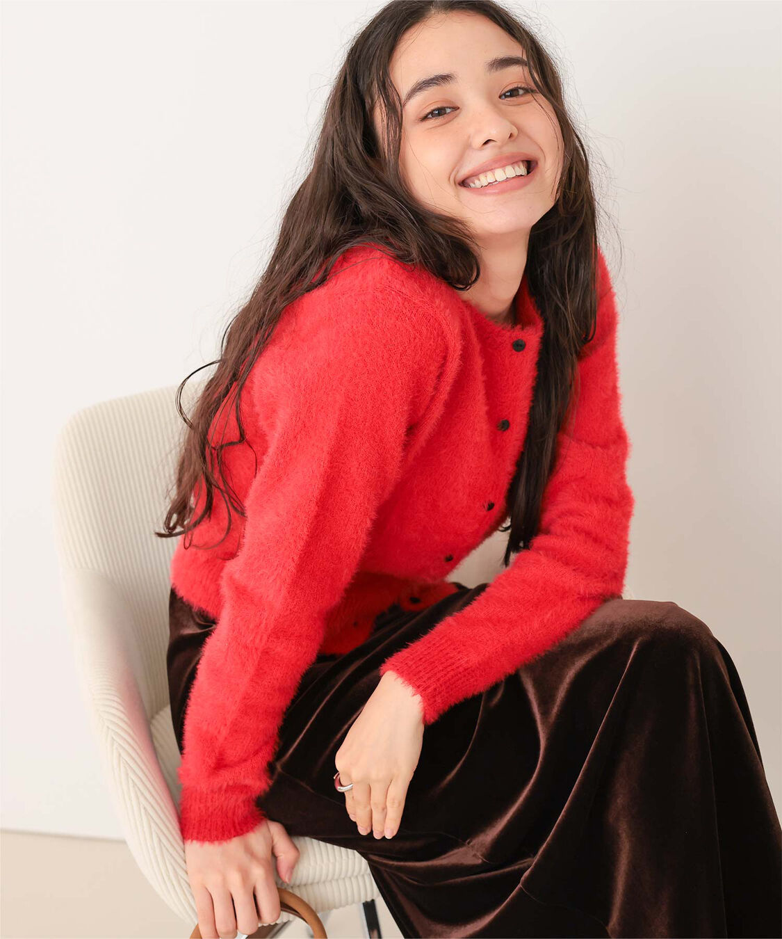 titivate「クルーネックミニシャギーニットカーディガン」|ニット・セーター|