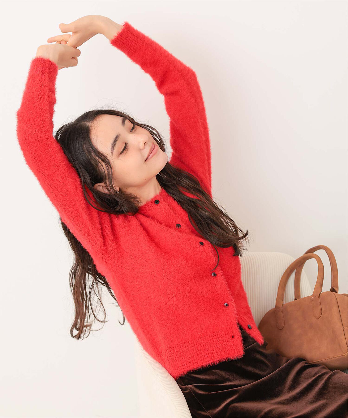 titivate「クルーネックミニシャギーニットカーディガン」|ニット・セーター|