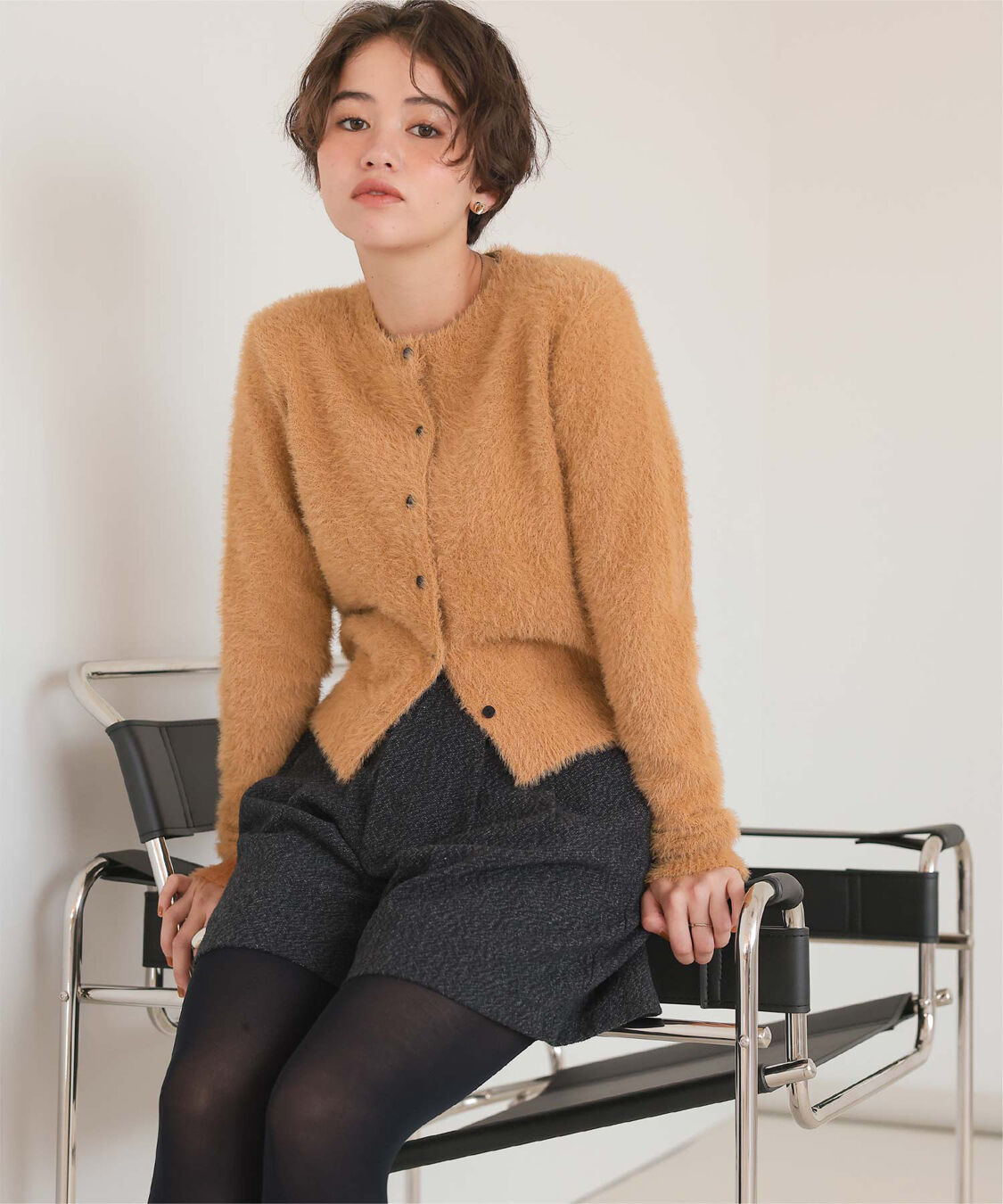 titivate「クルーネックミニシャギーニットカーディガン」|ニット・セーター|