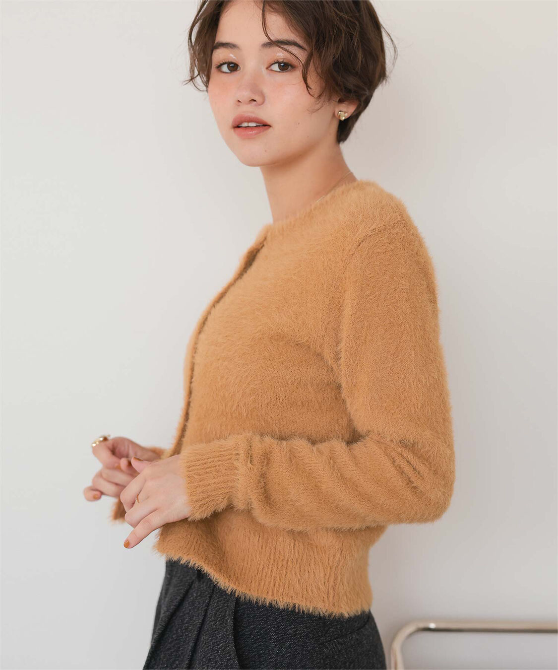 titivate「クルーネックミニシャギーニットカーディガン」|ニット・セーター|