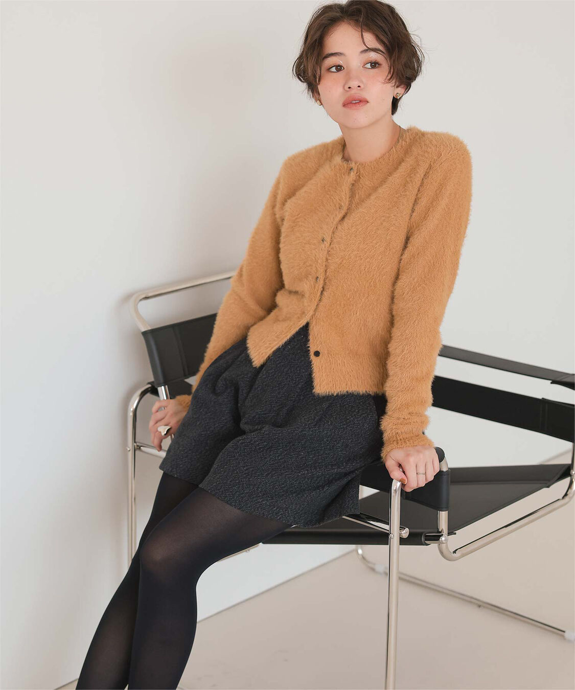 titivate「クルーネックミニシャギーニットカーディガン」|ニット・セーター|