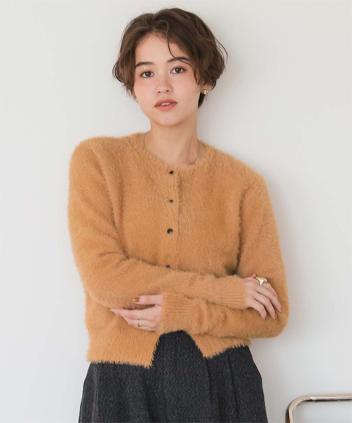 titivate「クルーネックミニシャギーニットカーディガン」|ニット・セーター|