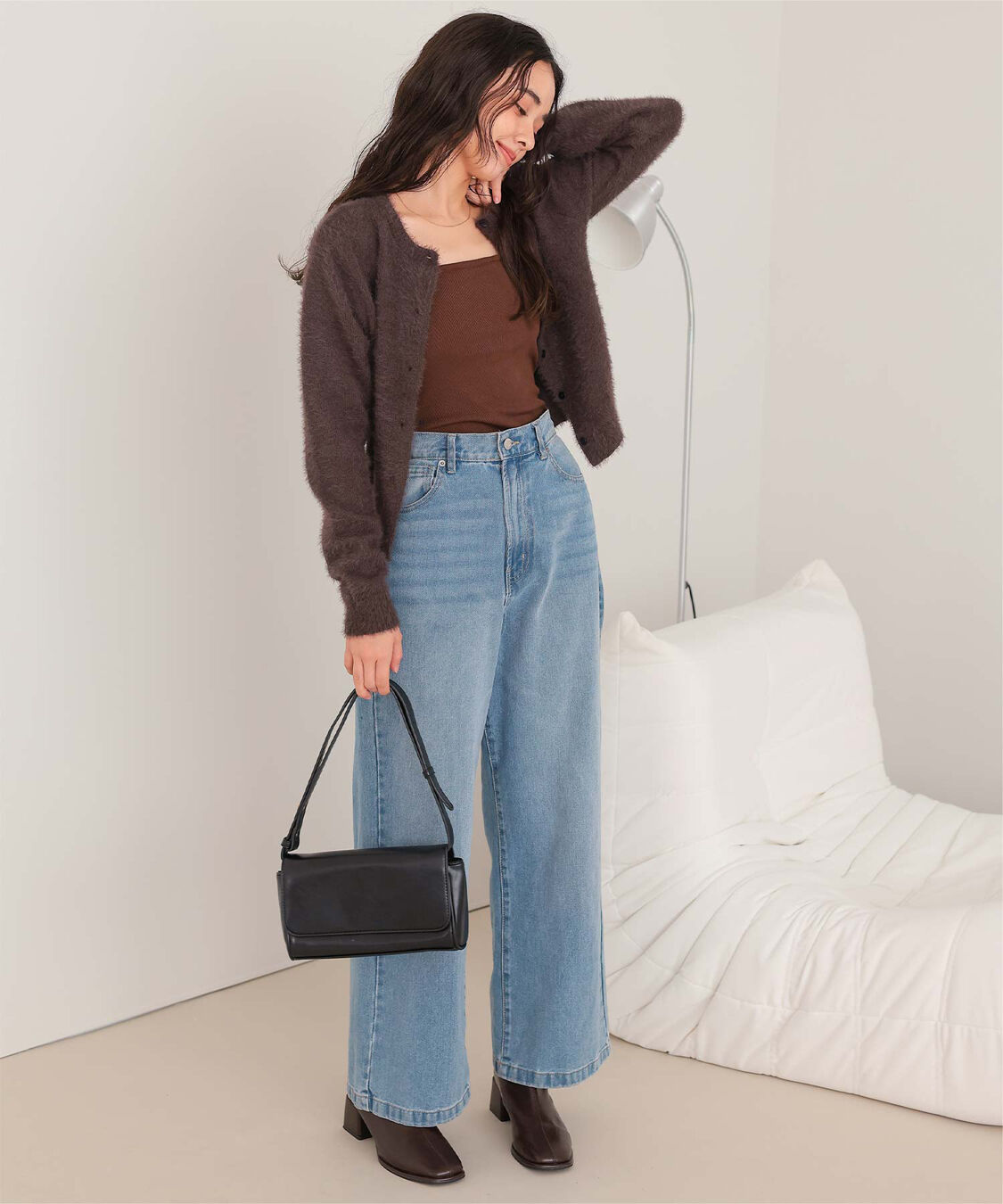 titivate「クルーネックミニシャギーニットカーディガン」|ニット・セーター|