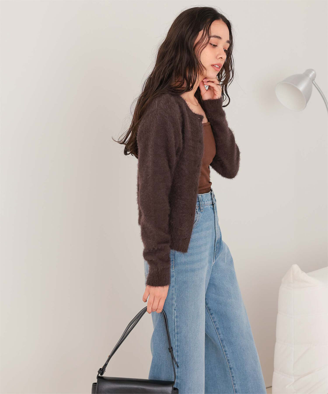 titivate「クルーネックミニシャギーニットカーディガン」|ニット・セーター|