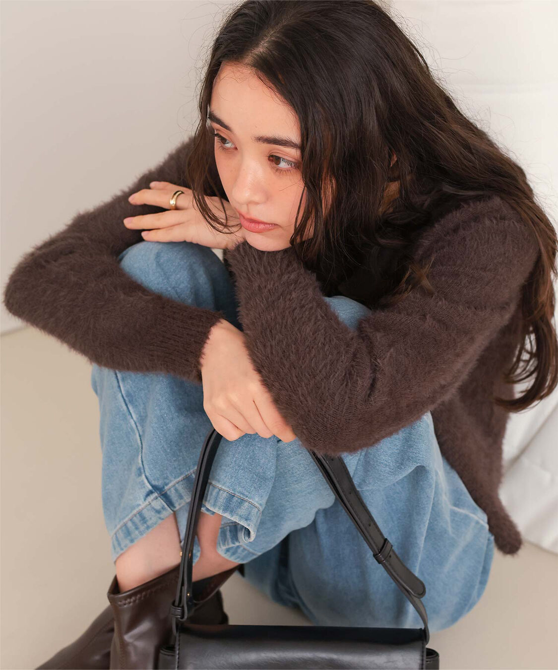 titivate「クルーネックミニシャギーニットカーディガン」|ニット・セーター|