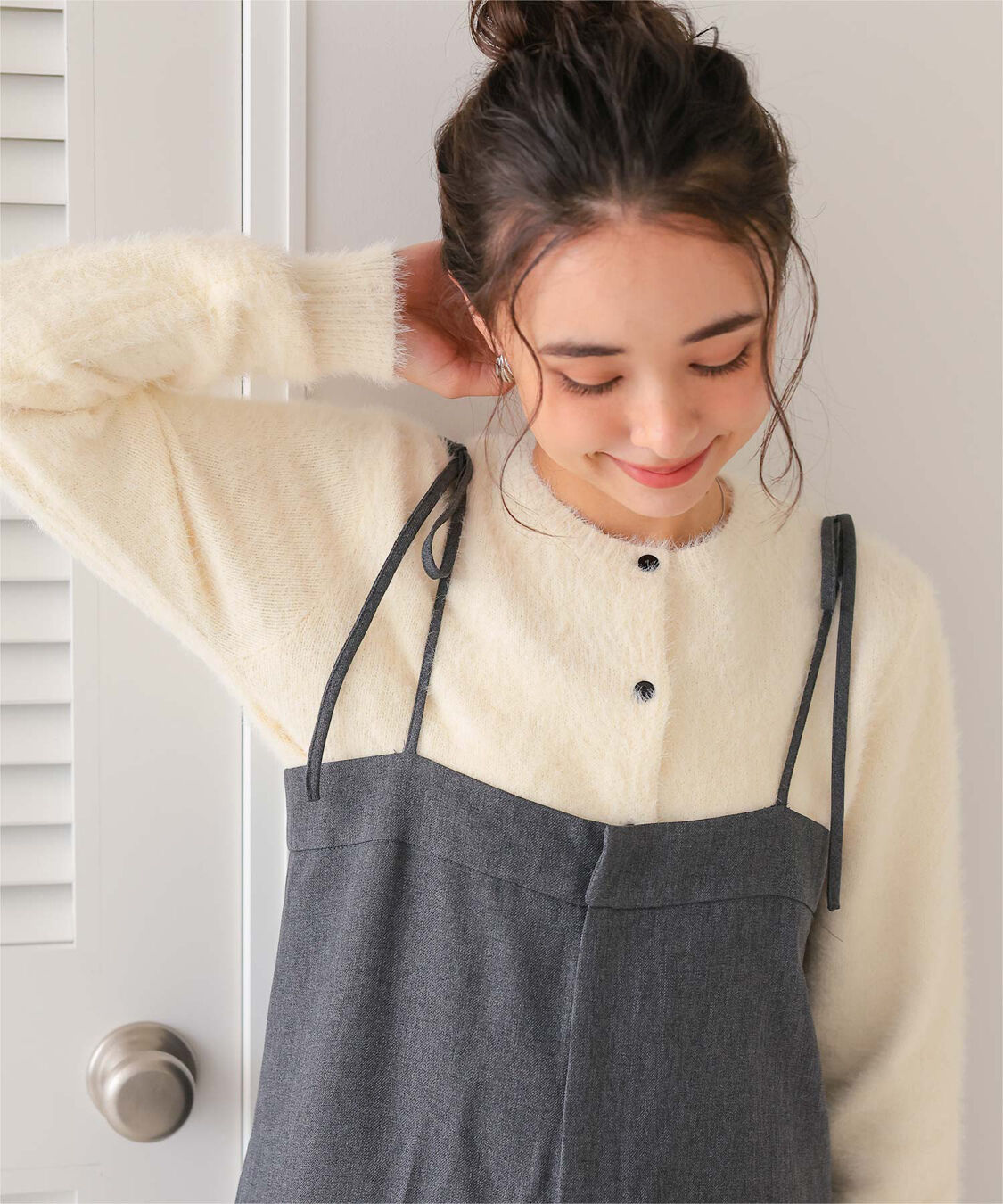 titivate「クルーネックミニシャギーニットカーディガン」|ニット・セーター|