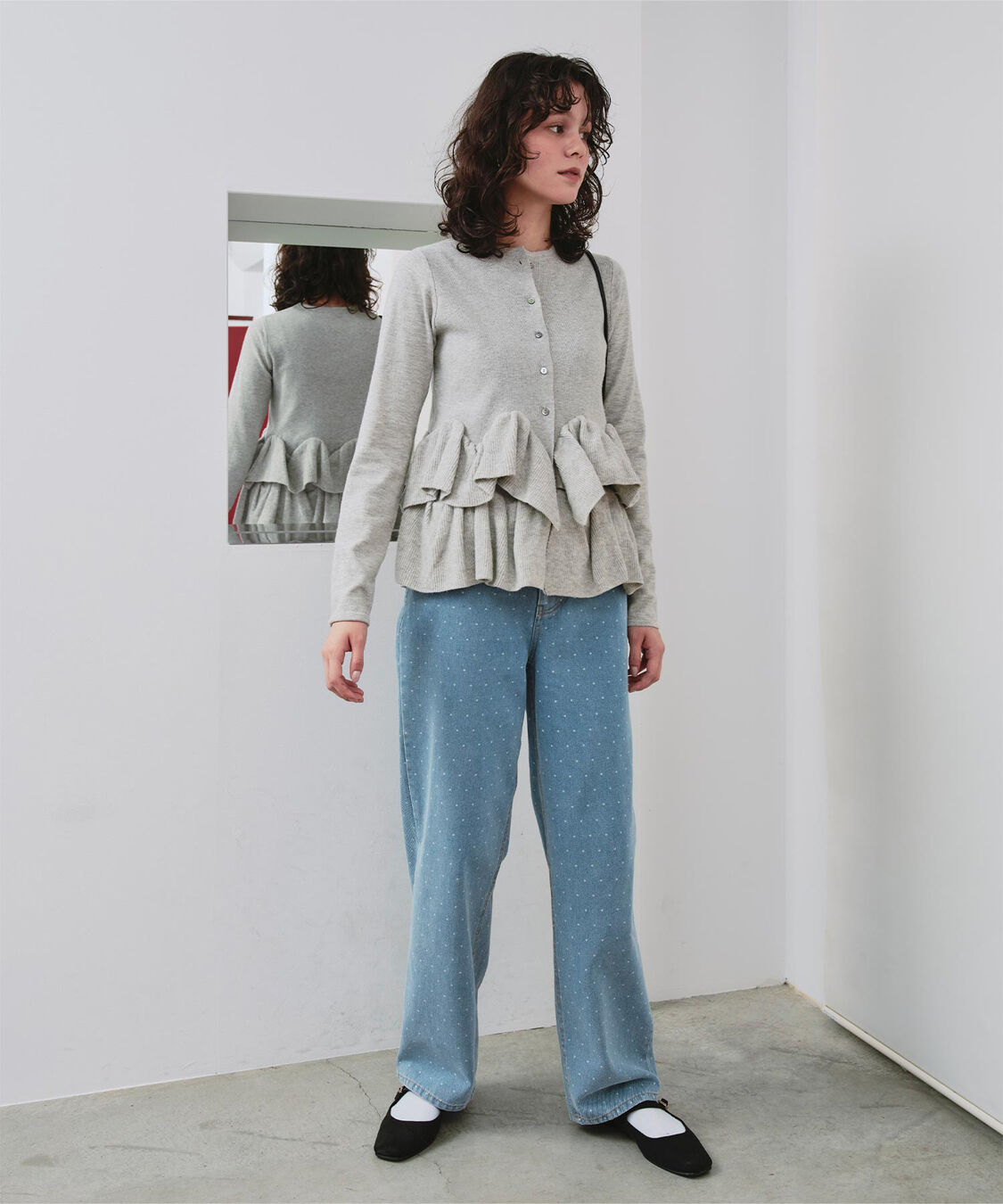 titivate「フリルヘムニットカーディガン」|ニット・セーター|