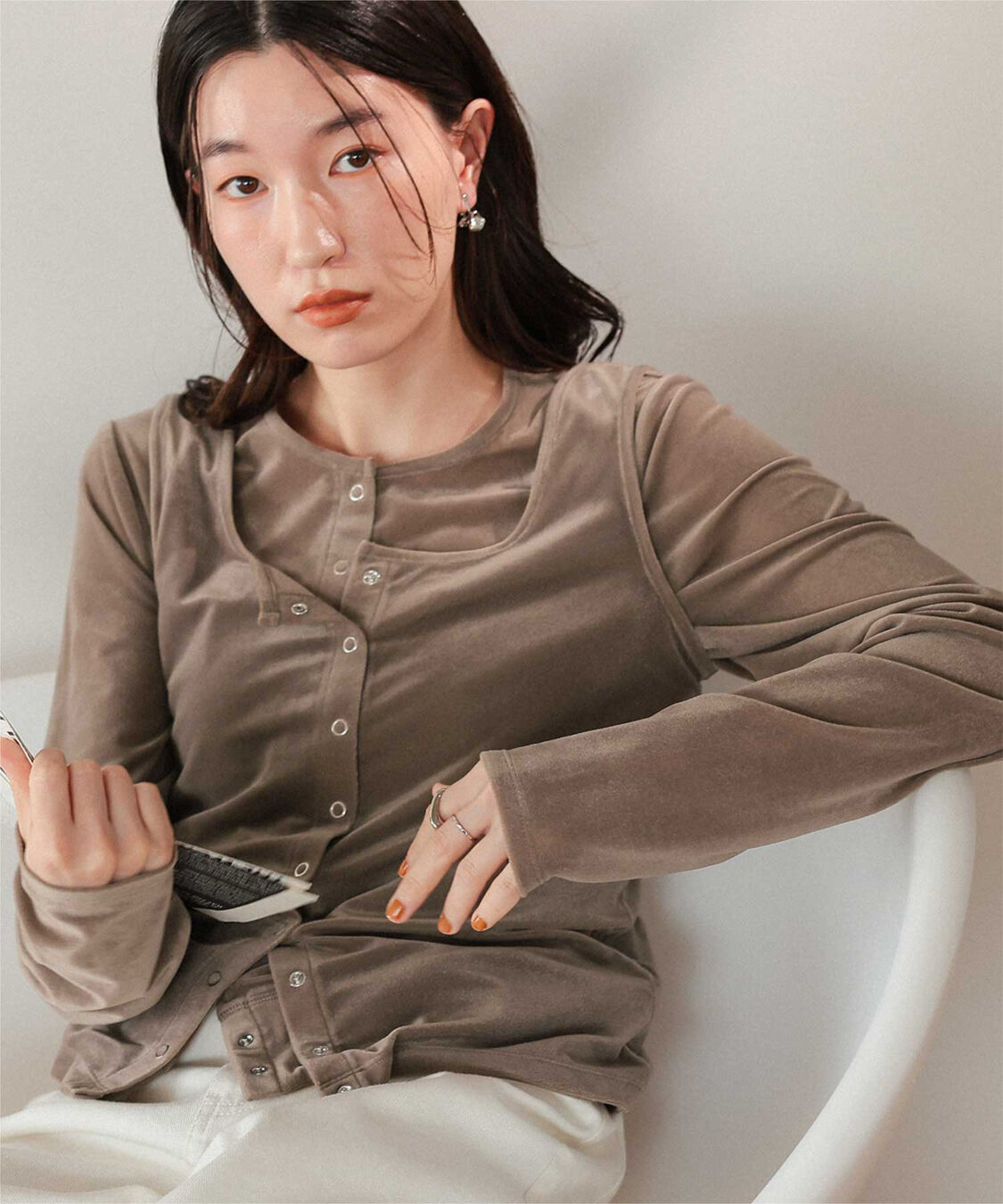 titivate「シアーベロアカーディガン」|カーディガン|