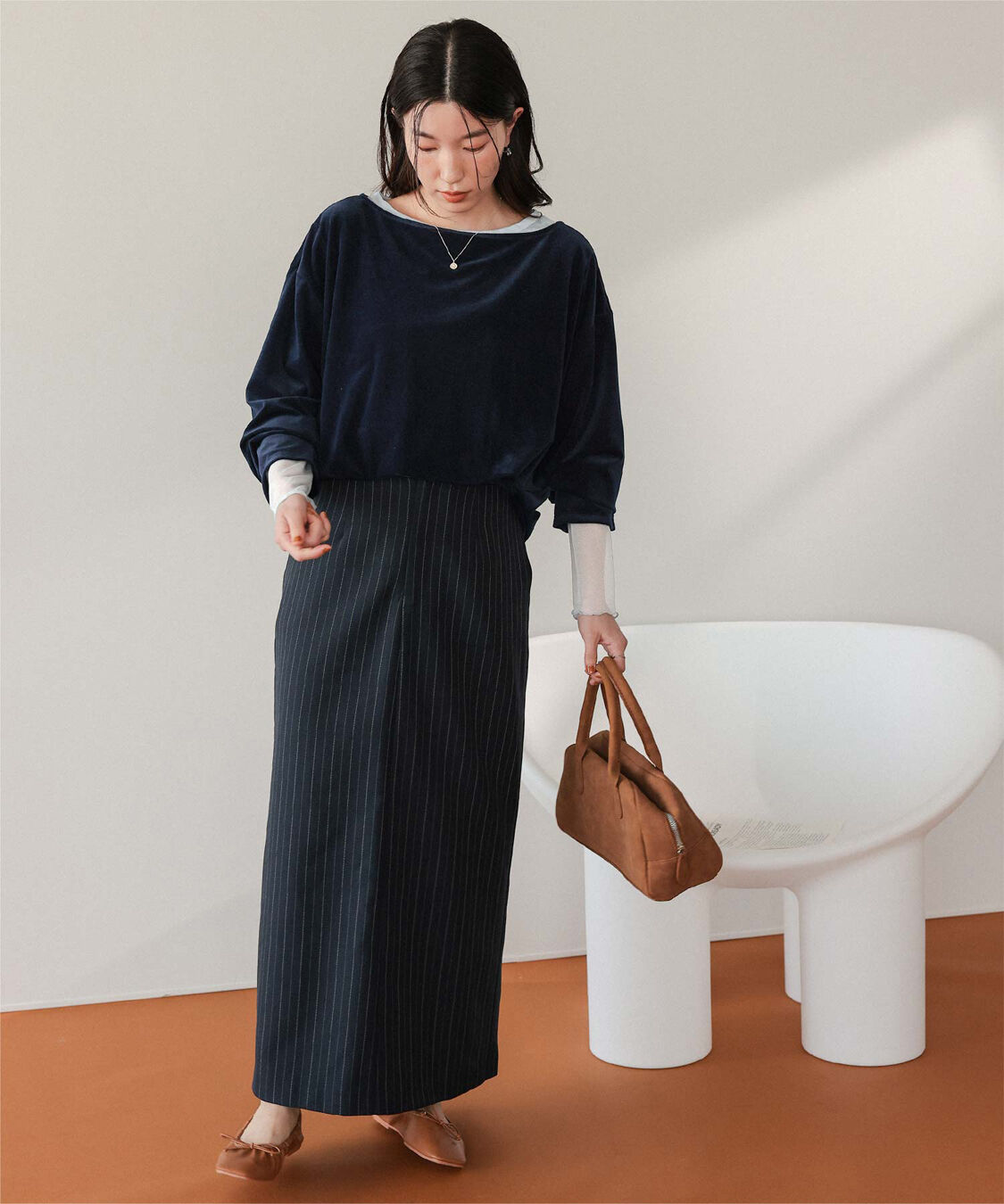 titivate「シアーベロアオーバーサイズロングTシャツ」|Tシャツ・カットソー|