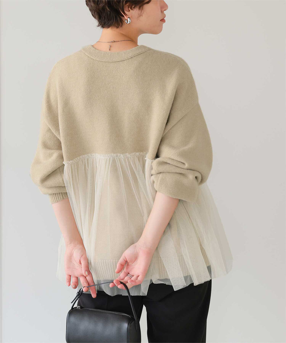 titivate「チュールドッキングVネックニットカーディガン」|カーディガン|