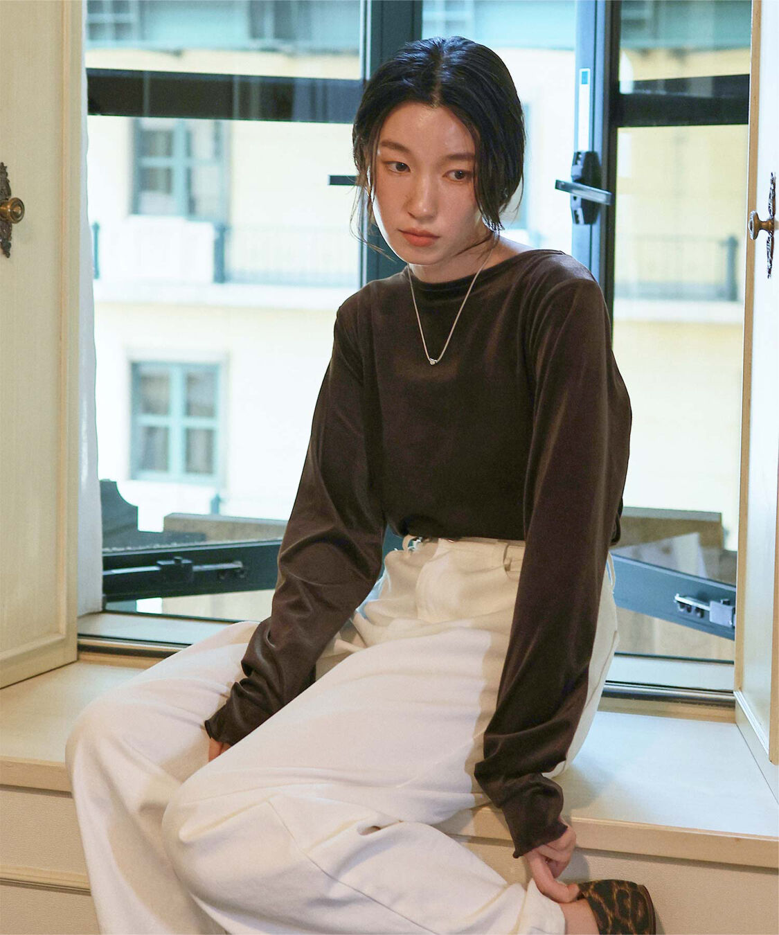 titivate「シアーベロアロングTシャツ」|Tシャツ・カットソー|ブラウン