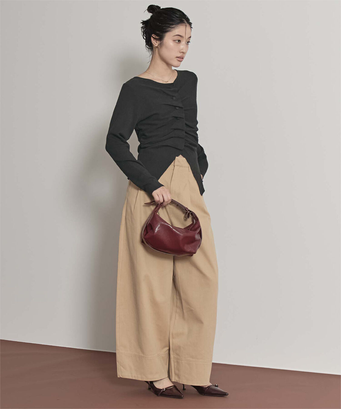 miette「フロントギャザーボタンニット」|ニット・セーター|