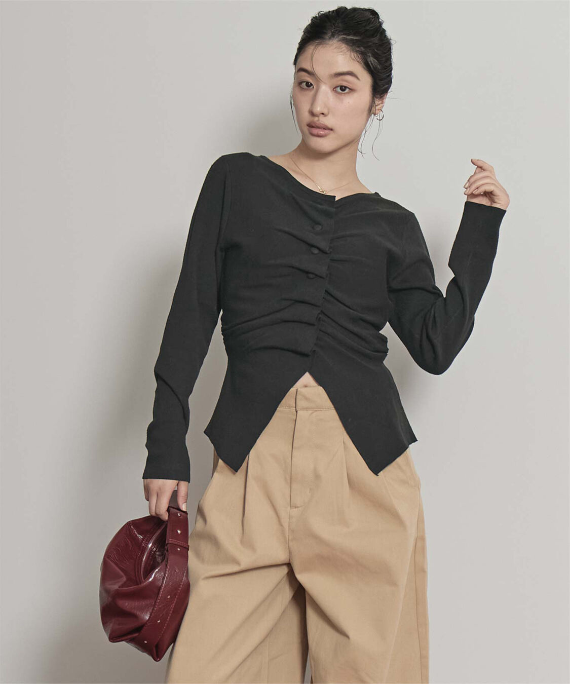 miette「フロントギャザーボタンニット」|ニット・セーター|