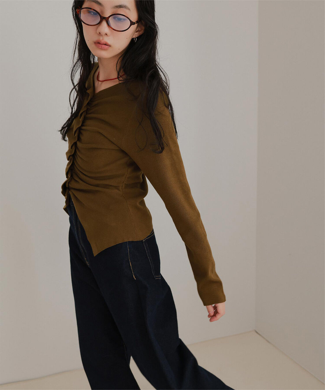 miette「フロントギャザーボタンニット」|ニット・セーター|