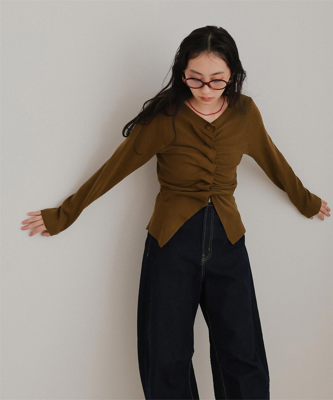 miette「フロントギャザーボタンニット」|ニット・セーター|