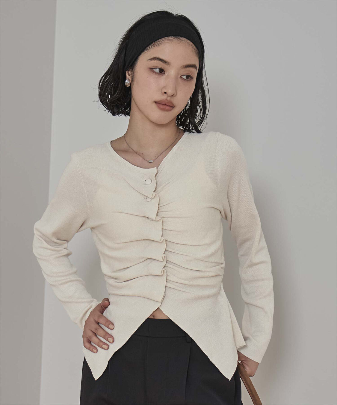 miette「フロントギャザーボタンニット」|ニット・セーター|