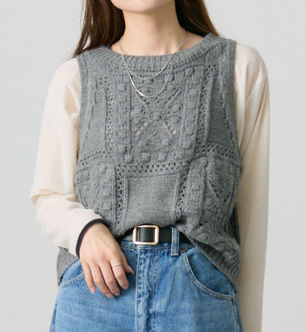  「ポップコーン編みニットベスト」|ニット・セーター|