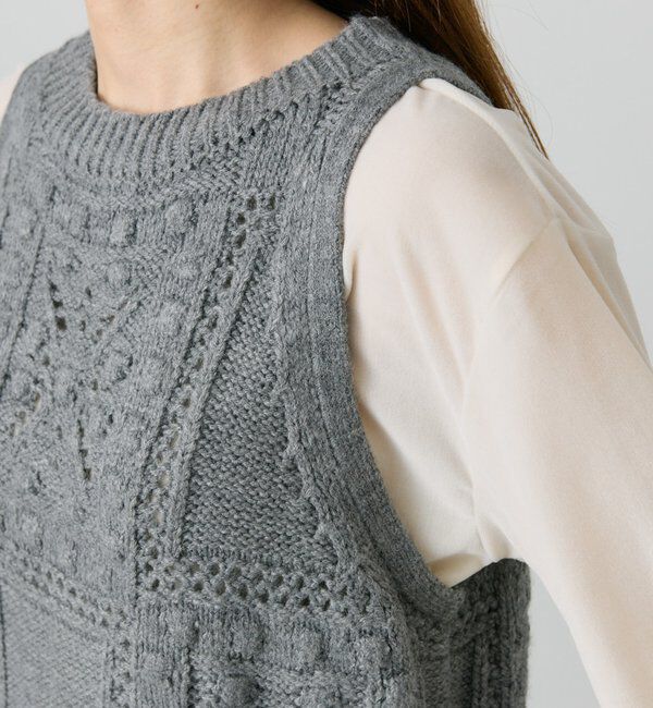  「ポップコーン編みニットベスト」|ニット・セーター|