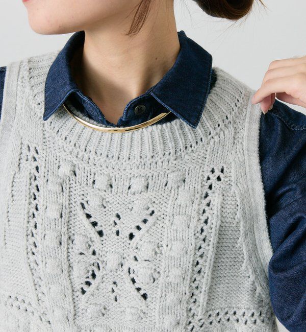  「ポップコーン編みニットベスト」|ニット・セーター|