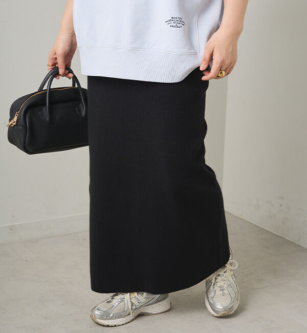  「【Du noir】総針ニットナロースカート」|スカート|ブラック
