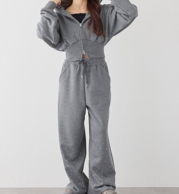  「【セットアップ可能】ビジューパーカー」|プルオーバー|