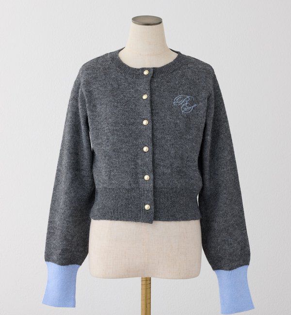  「配色袖刺繍入りカーデ」|ニット・セーター|