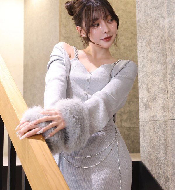  「袖ファーボレロ+キラキラビスチェSET」|ニット・セーター|