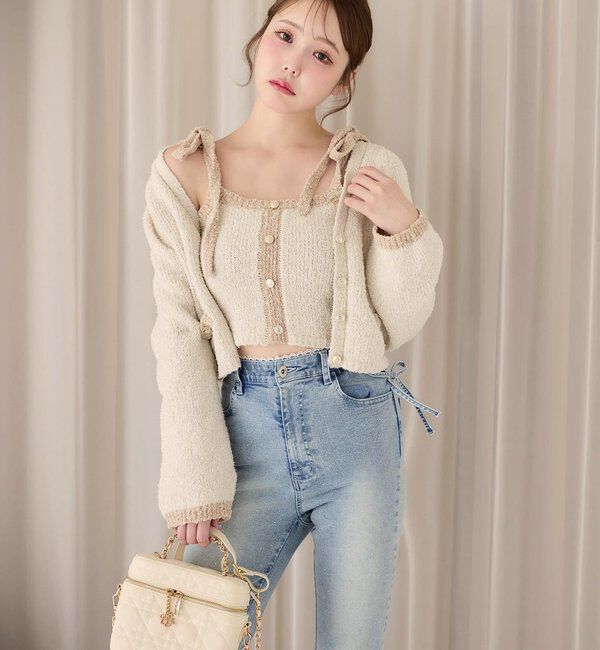  「【セットアップ可能】金ボタン配色カーディガン」|ニット・セーター|