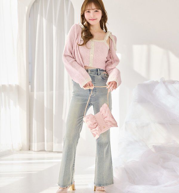  「【セットアップ可能】金ボタン配色カーディガン」|ニット・セーター|