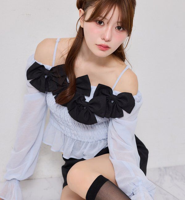  「シャーリングリボンブラウス」|シャツ・ブラウス|