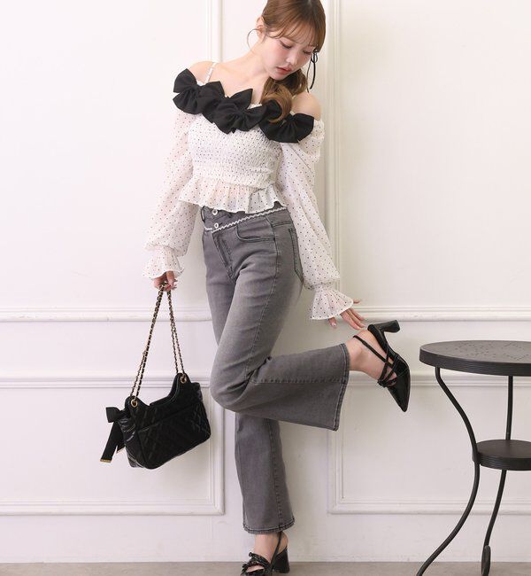  「シャーリングリボンブラウス」|シャツ・ブラウス|