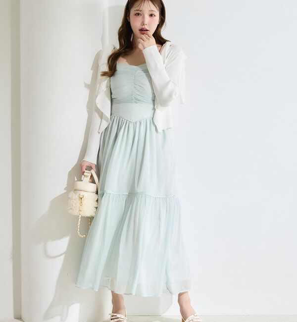  「カーディガンセット配色ワンピース」|ワンピース|