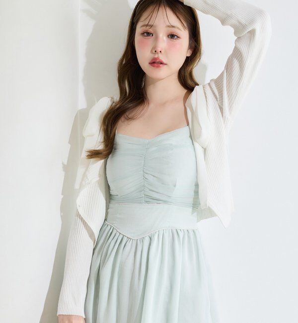  「カーディガンセット配色ワンピース」|ワンピース|