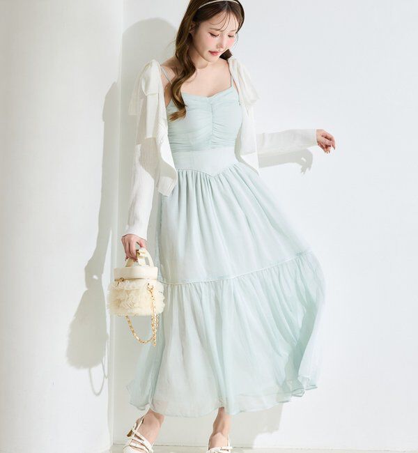  「カーディガンセット配色ワンピース」|ワンピース|
