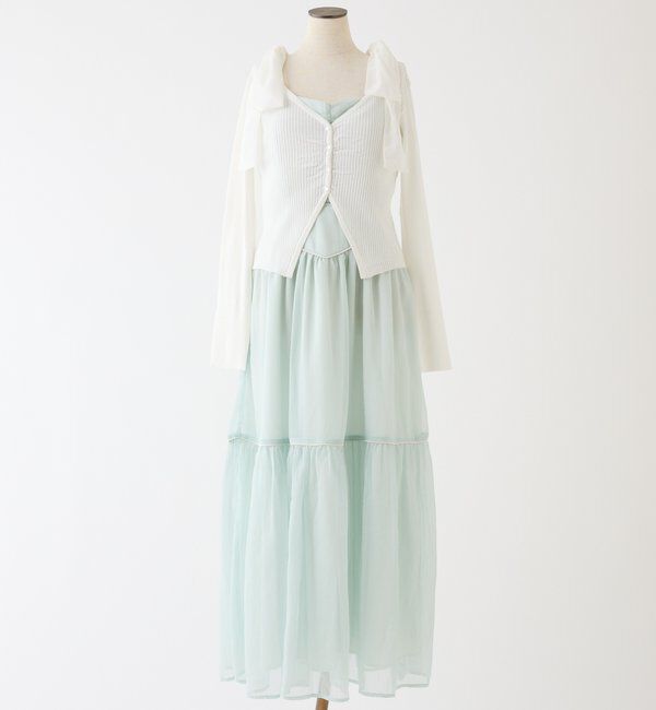  「カーディガンセット配色ワンピース」|ワンピース|