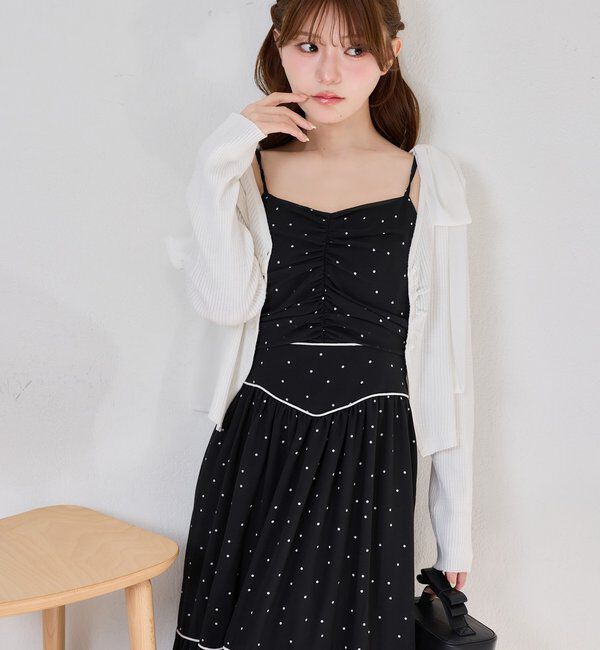  「カーディガンセット配色ワンピース」|ワンピース|