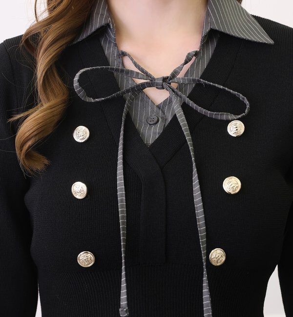  「【SMサイズ展開あり】シャツドッキングミニワンピース」|ワンピース|